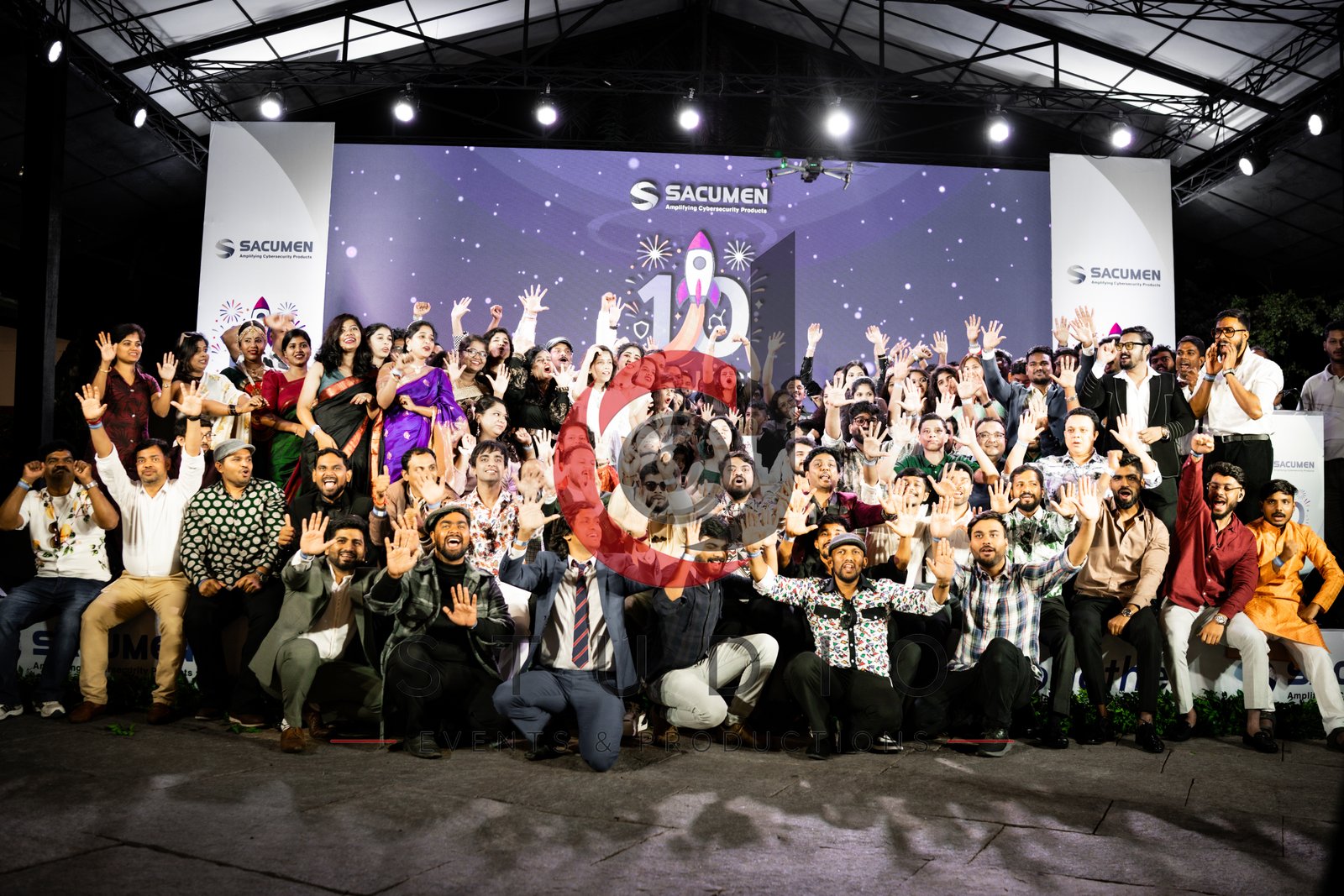 Corporate celebration with guests enjoying an annual event